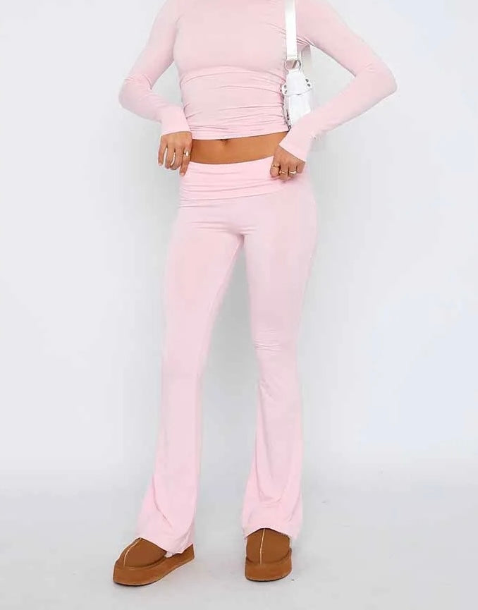Pink Flare Leggings - Homewear Pyjama Style