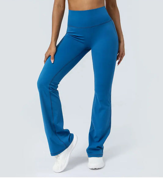 High waisted blue yoga pants