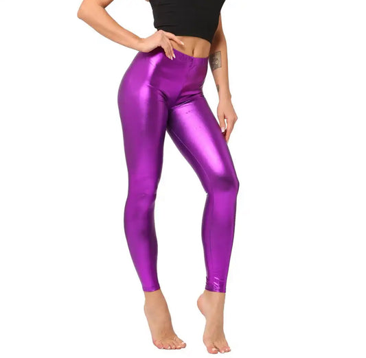 Purple metallic leggings