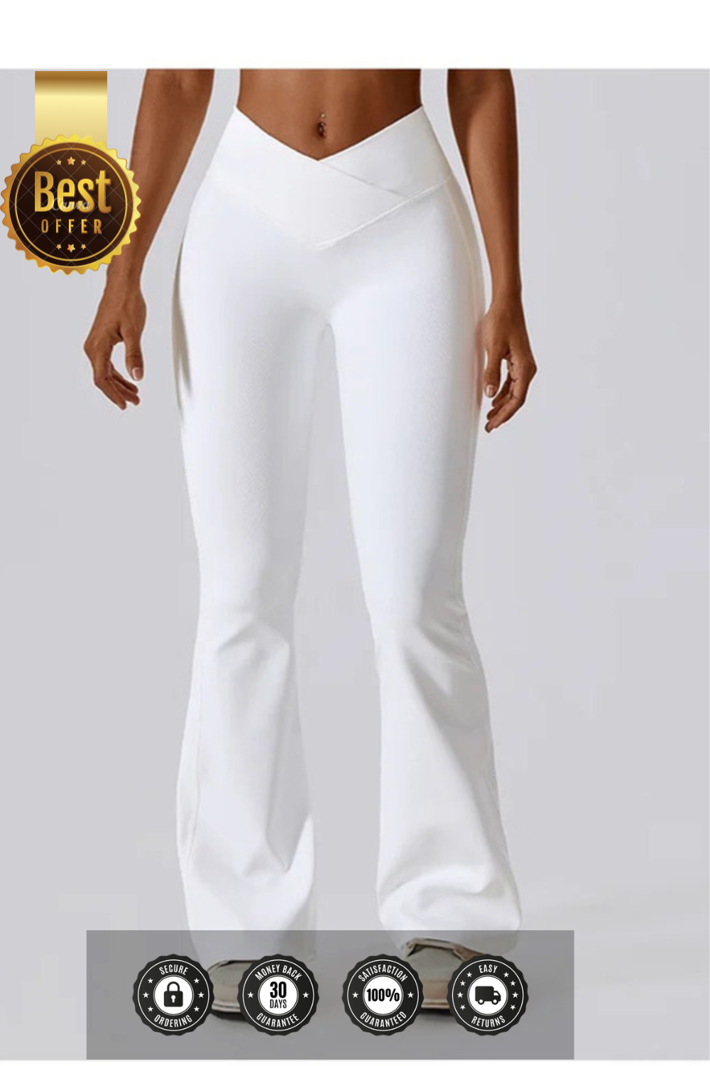 White Flare Leggings - High Waisted