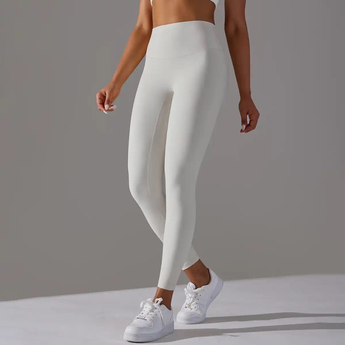 white sports leggings
