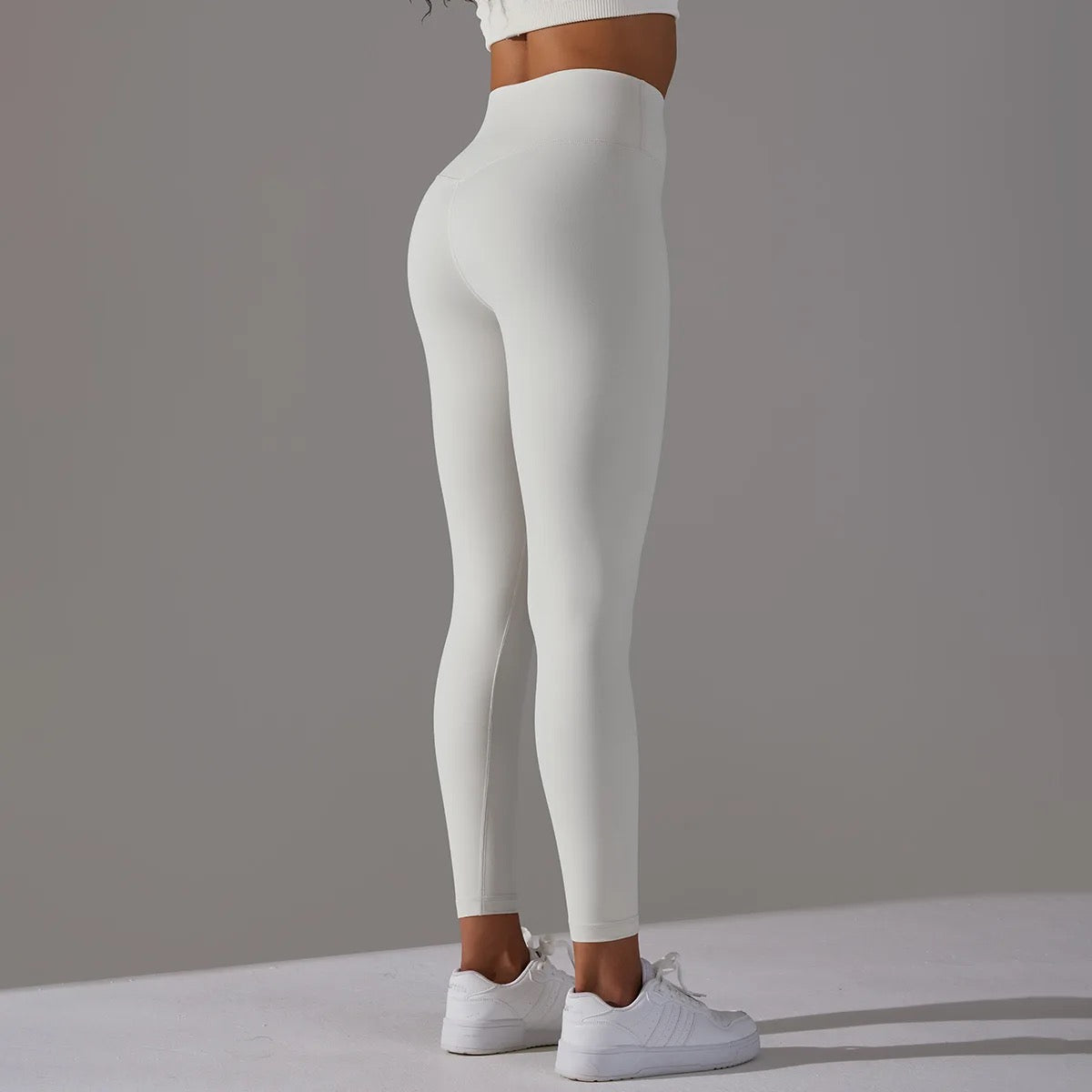 white sports leggings