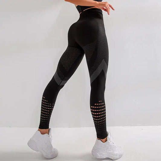 black mesh panel leggings