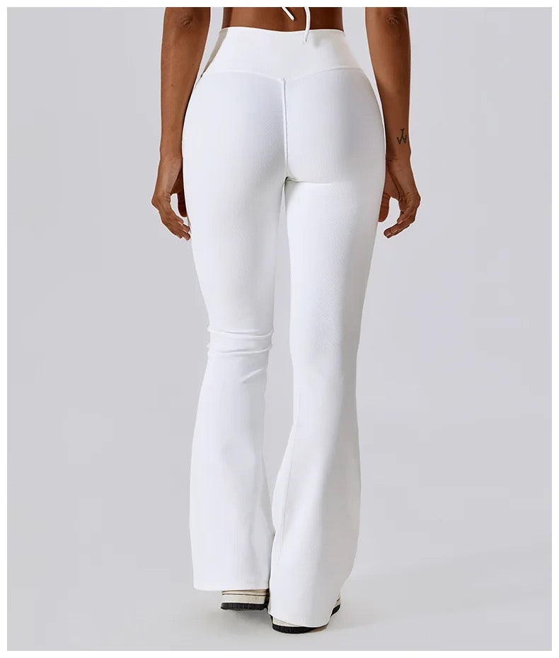 white flare leggings