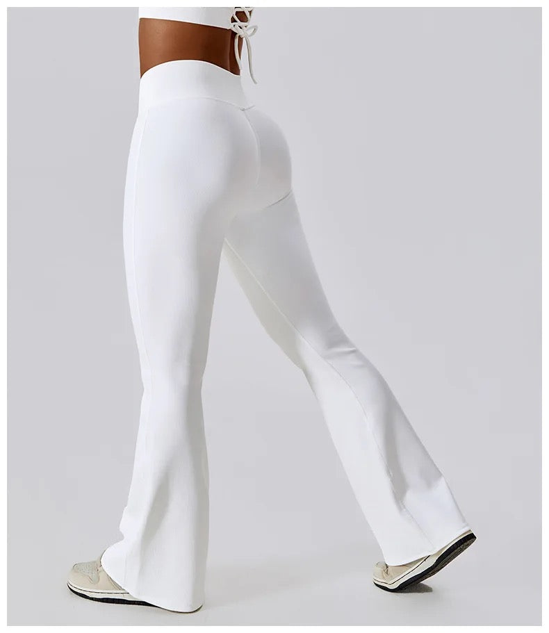 white flare leggings 