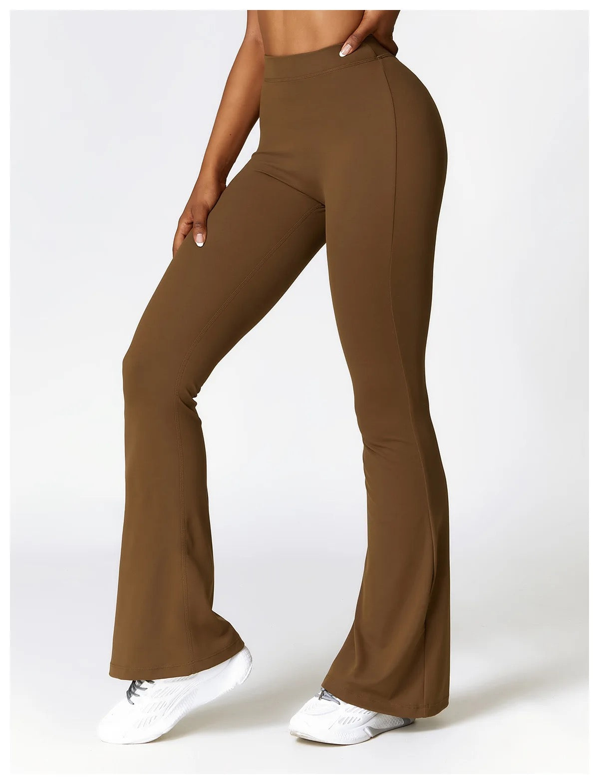 brown flare leggings thin material