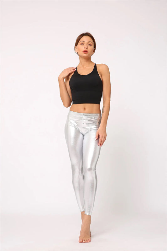 Silver Metallic Leggings