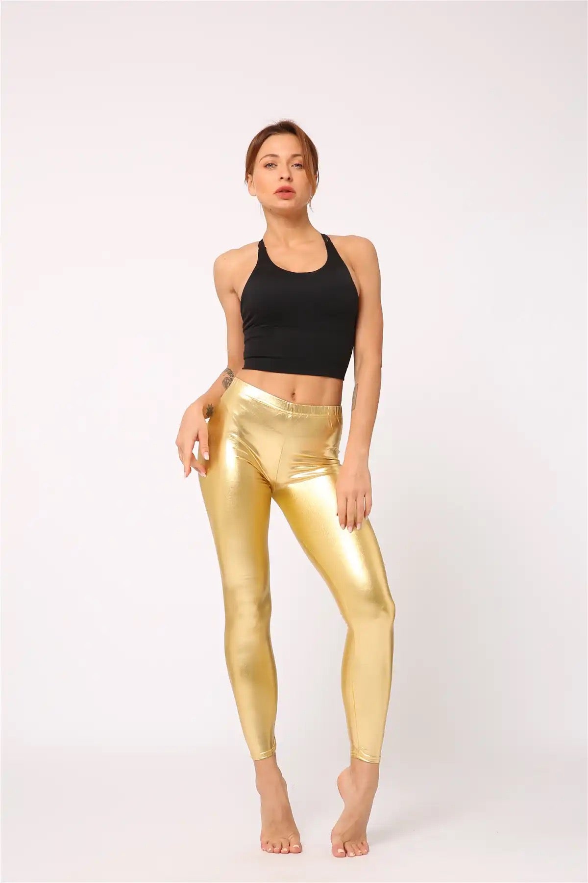 Gold Metallic Leggings