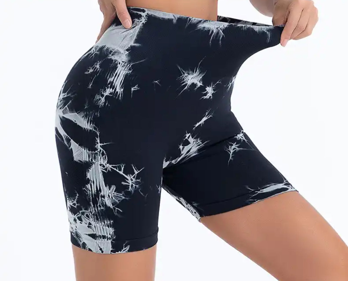 Black Tie Dye Leggings Shorts