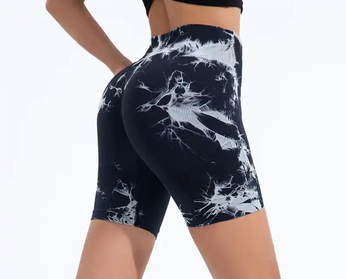 Black Tie Dye Leggings Shorts