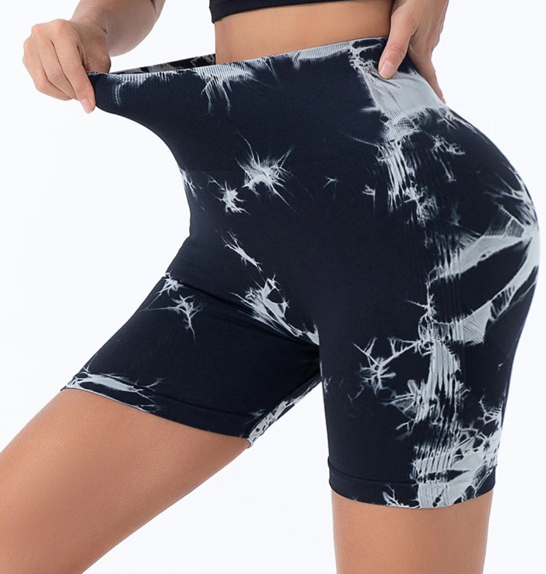 Black Tie Dye Leggings Shorts