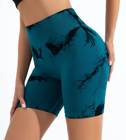 Turquoise Tie-Dye Leggings Shorts