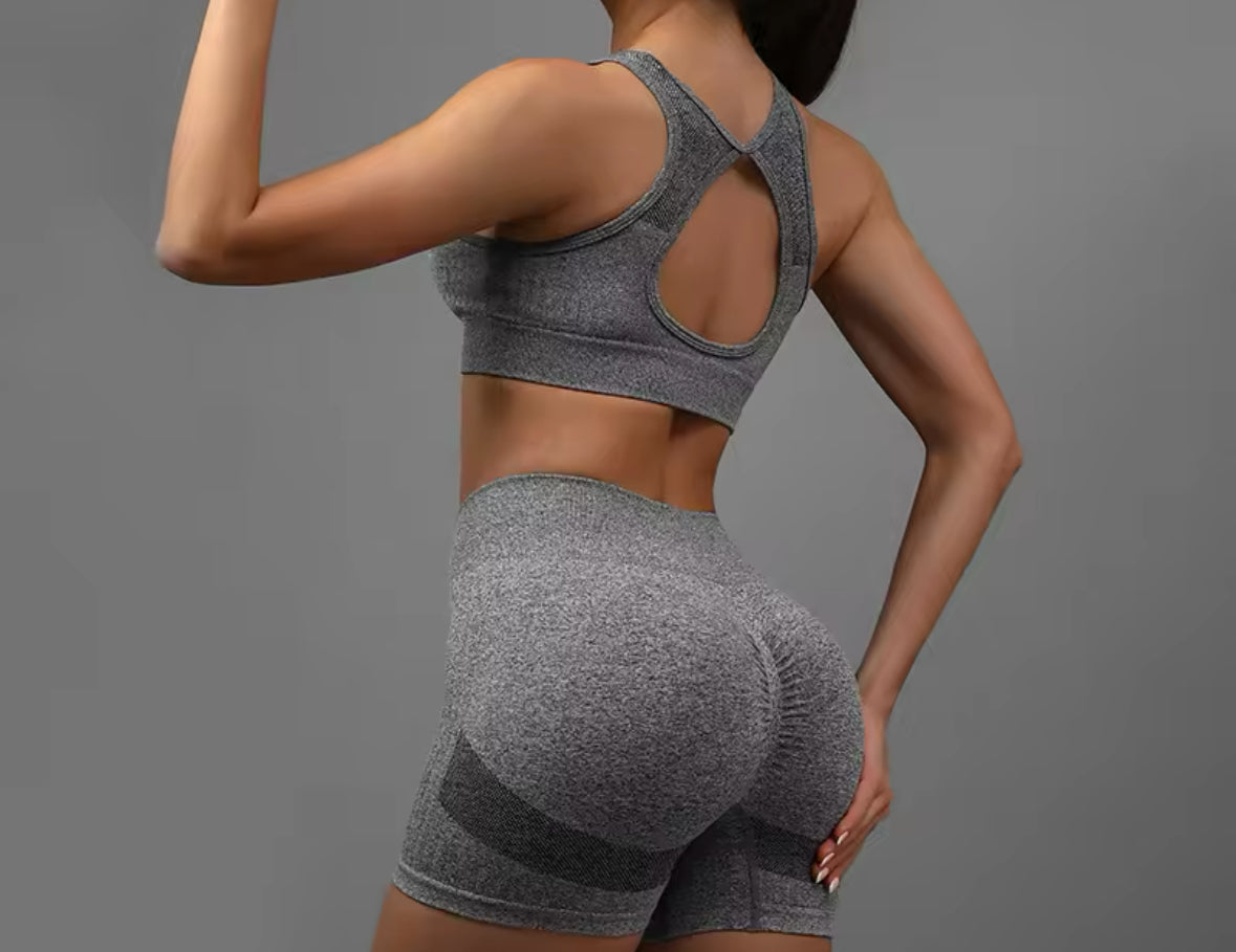 Grey Gym Shorts for Women with Tummy Control