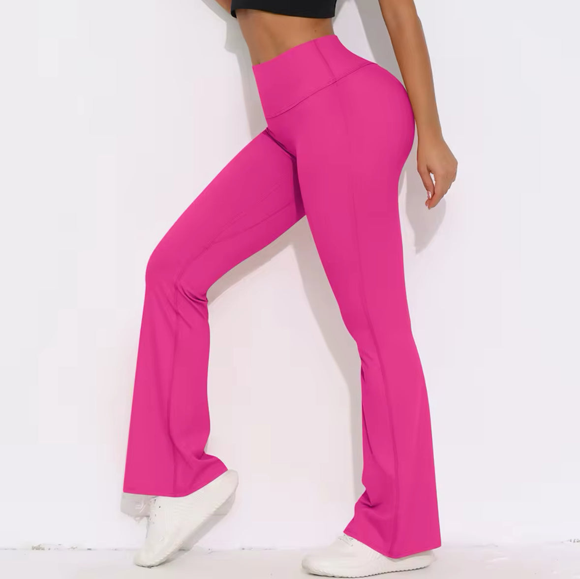 Dark Pink Flare Leggings - High Waisted