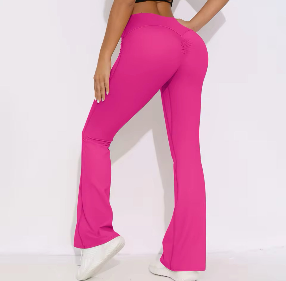 Dark Pink Flare Leggings - High Waisted